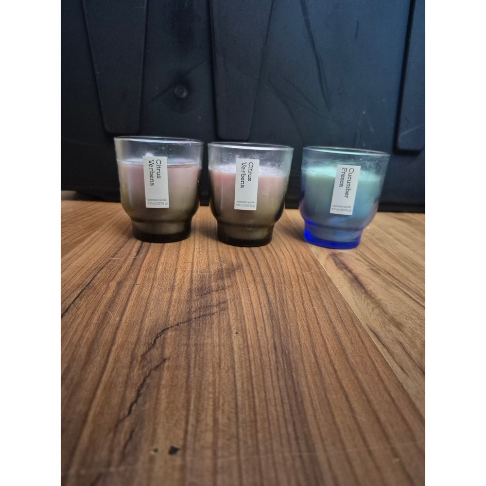 3 Single Wick Target Candles Scented Small 2 Citrus Verbena & Cucumber Fresca s1